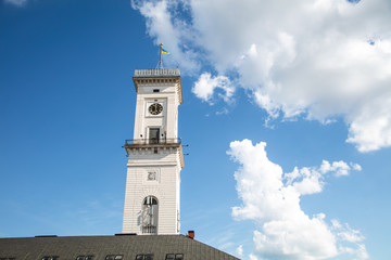 Obraz premium Closeup of Lviv city hall