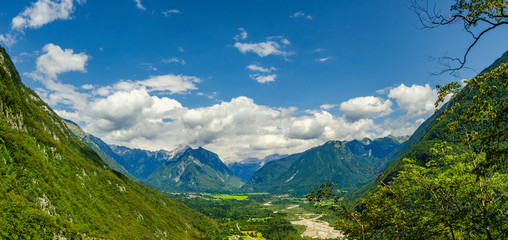 Naklejka na ściany i meble Beautiful mountain valley panorama.