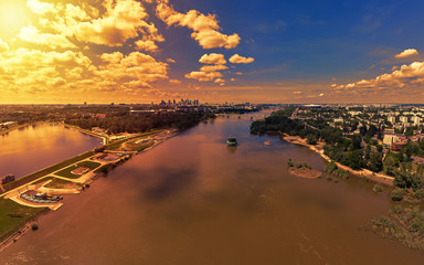 Fototapeta premium Aerial panorama of Warsaw, capital of Poland