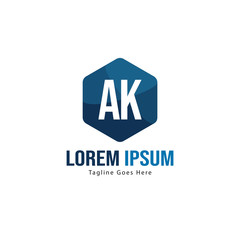 AK Letter Logo Design. Creative Modern AK Letters Icon Illustration
