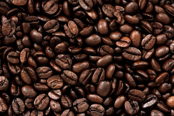 Macro photo of roasted coffee beans background