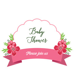 Fototapeta na wymiar Vector illustration letter baby shower with pattern of pink flower frame