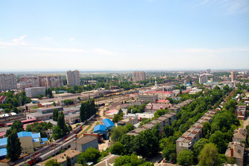 View of the railway station of the city of Krasnodar down