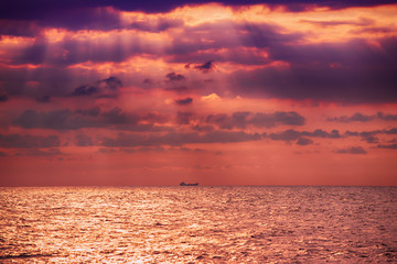 Sunrise with a boat
