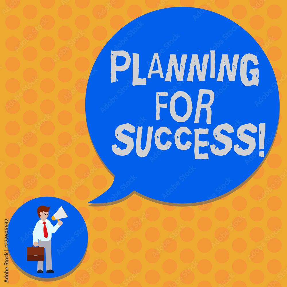 Poster writing note showing planning for success. business photo showcasing process of setting goals and ke
