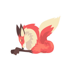 Graceful Red Fox Character Cartoon Vector Illustration