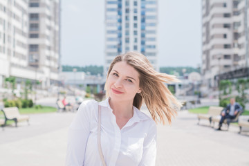 Fototapeta premium Portrait of young attractive European business woman