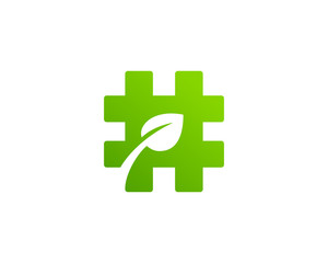 Fototapeta premium Hashtag symbol eco leaves logo icon design template elements