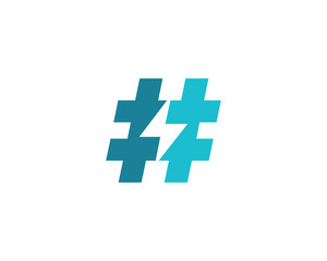 Hashtag symbol lightning logo icon design template elements - obrazy, fototapety, plakaty