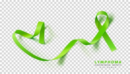 Lymphoma Awareness Month. Lime Green Color Ribbon Isolated On Transparent Background. Vector Design Template For Poster. Illustration.