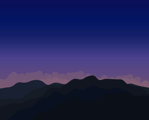 Mountains against the background of the night sky