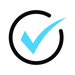 Tick icon vector symbol, checkmark isolated on white background, checked icon or correct choice sign, check mark or checkbox pictogram © Maksim
