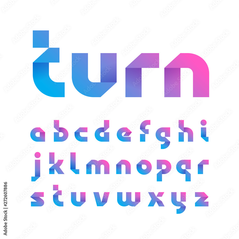 Poster paper font. vector alphabet with fold effect letters.