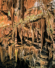 Beautiful cave formations with stalagmites and stalactites deep