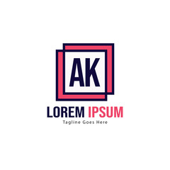 AK Letter Logo Design. Creative Modern AK Letters Icon Illustration