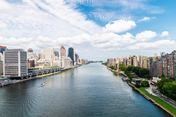Fototapeta na wymiar Upper East Side skyline and the East River in New York City, USA