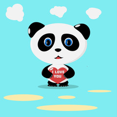 Children's cartoon Panda with a heart