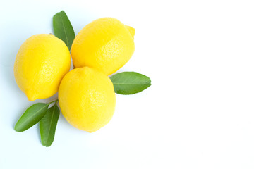 lemon with  leaves isolated on white background