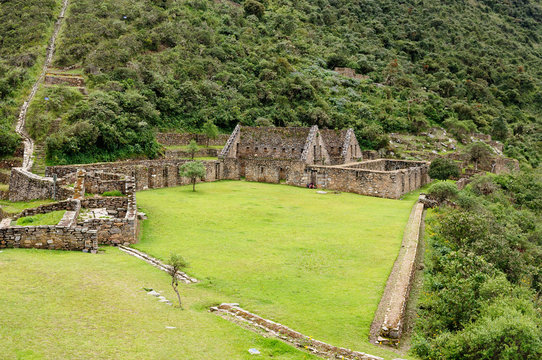 South America - Choquequirao lost ruins (mini - Machu Picchu), remote, spectacular the Inca ruins near Cuzco