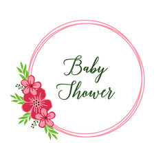 Vector illustration banner baby shower with ornate of pink bouqet frame