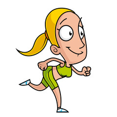 Cartoon illustration of a a woman runner