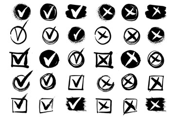 Tick and cross paint stock image.