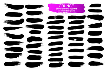 Large collection of grunge elements. Vector background isolated on white background. Paint and ink strokes for your design. Freehand drawing. dirty strokes.