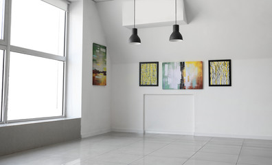 Interior of modern art gallery