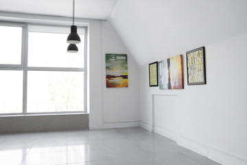 Interior of modern art gallery