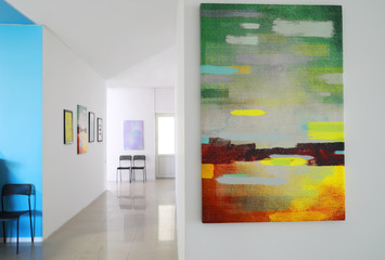 Picture on wall in modern art gallery
