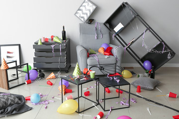 Interior of room after party