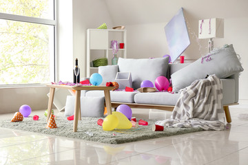 Interior of room after party