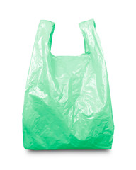 Green plastic bag with clipping path