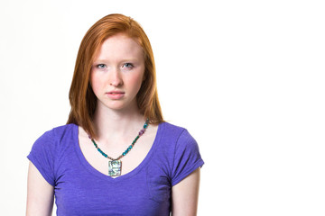 Fototapeta premium portrait of angry redhead girl