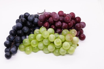 bunch of grapes close-up on a white background, place for text