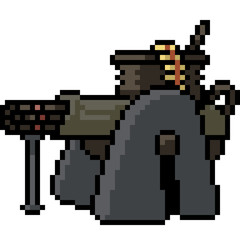 Fototapeta premium vector pixel art gatling turret