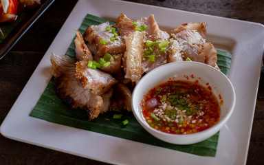  Grilled pork neck, Northeastern Thai food