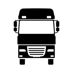 black truck flat icon. vector illustration