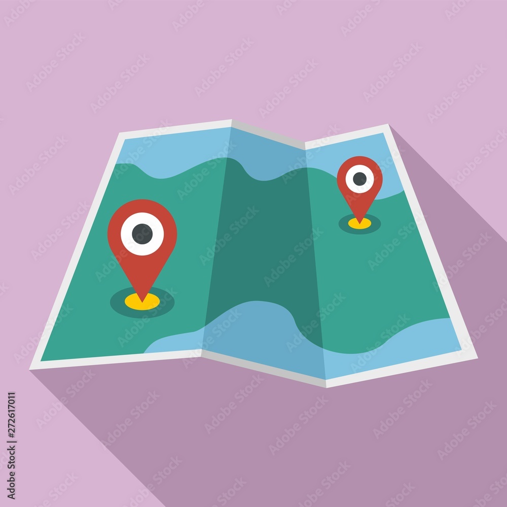 Poster paper map pin icon. flat illustration of paper map pin vector icon for web design