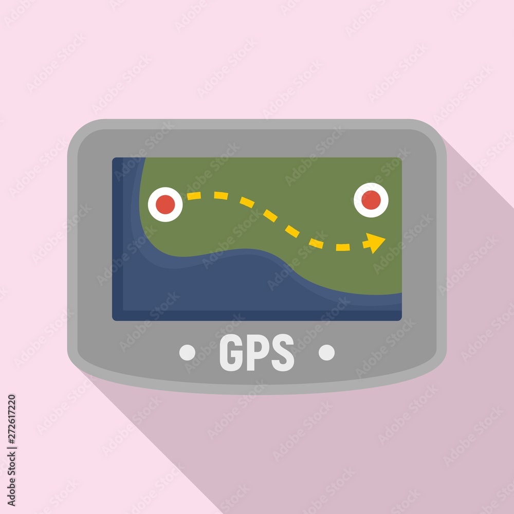 Poster gps device icon. flat illustration of gps device vector icon for web design