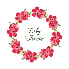 Vector illustration shape of card baby shower with art pink flower frame