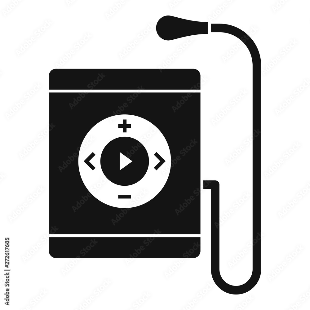 Poster music player icon. simple illustration of music player vector icon for web design isolated on white 
