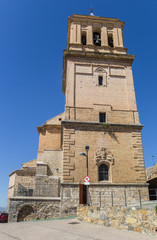 Fototapeta na wymiar Bell tower of the Santa Maria church in Alcaudete, Spain