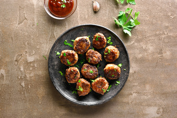 Homemade cutlets on plate
