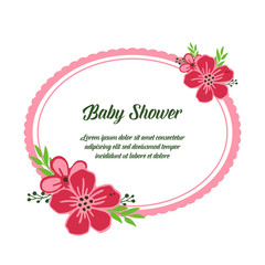 Vector illustration poster baby shower with various pattern art of pink flower frames