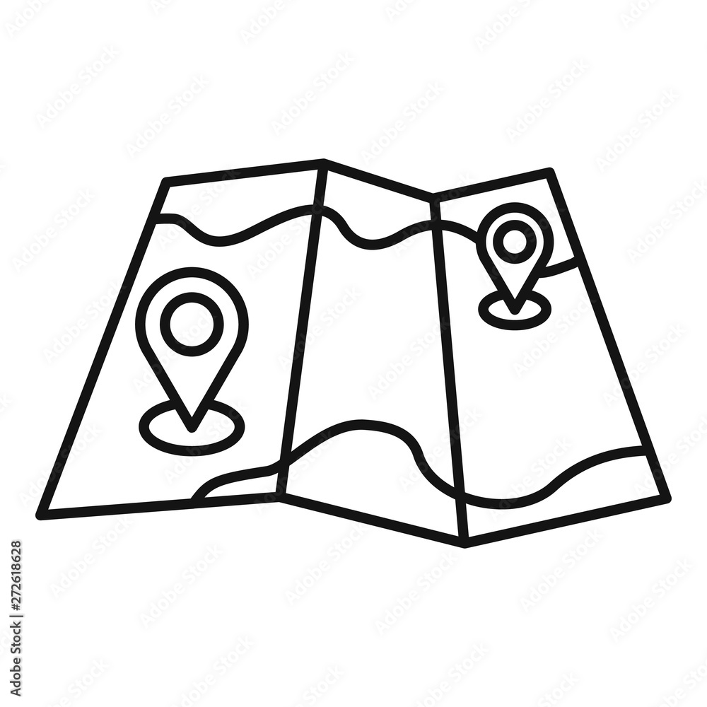 Poster paper map pin icon. outline paper map pin vector icon for web design isolated on white background