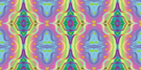 Colorful ornament in pink, yellow and light blue