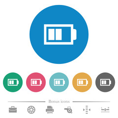 Half battery with two load units flat round icons