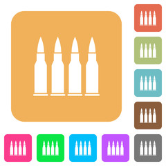 Four bullets rounded square flat icons
