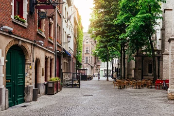  Oude straat van het historische stadscentrum van Antwerpen (Antwerpen), België. Gezellig stadsgezicht van Antwerpen. Architectuur en herkenningspunt van Antwerpen © Ekaterina Belova